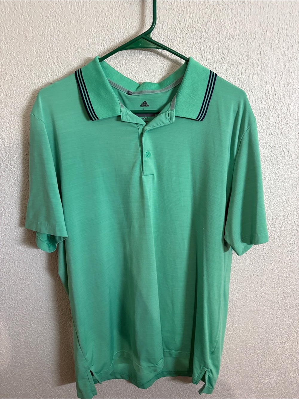 adidas Mint Polo with Navy Trim Collar